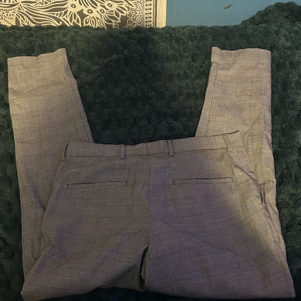 H&M Men's Gray Plaid Dress Pants